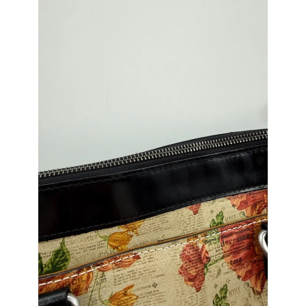 Patricia Nash Josselin Satchel Bag Floral Newsprint Convertible Crossbody Purse‎